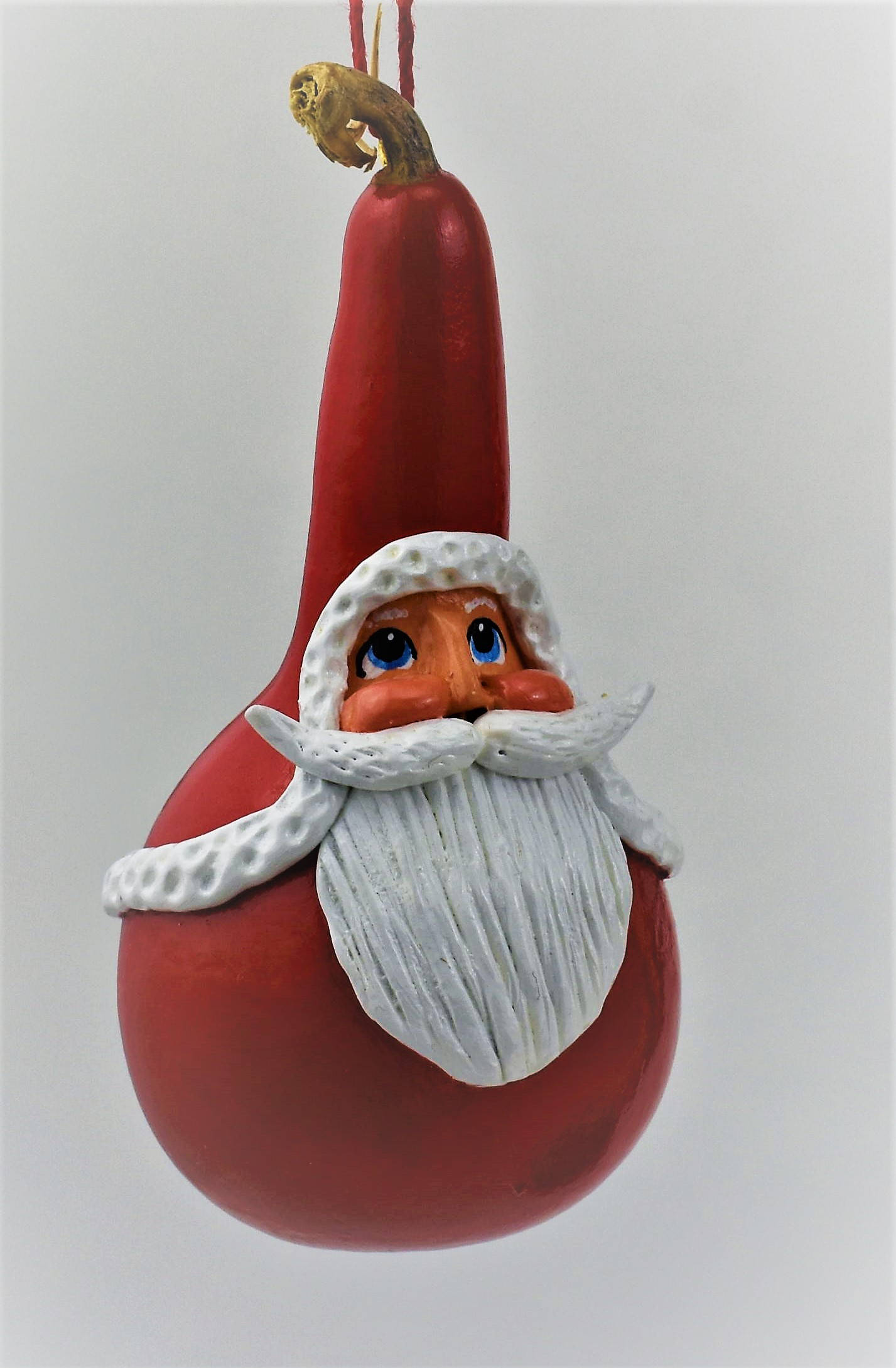 Santa Claus Ornament - Handmade gourd art - Santa Collector Gift