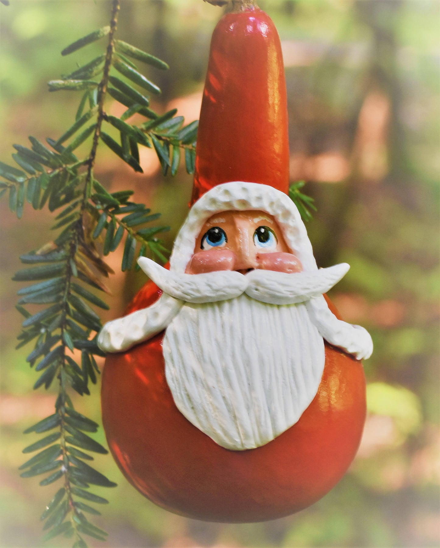 Hand Painted Dipper Gourd nosy Santa Gnome Decoration.