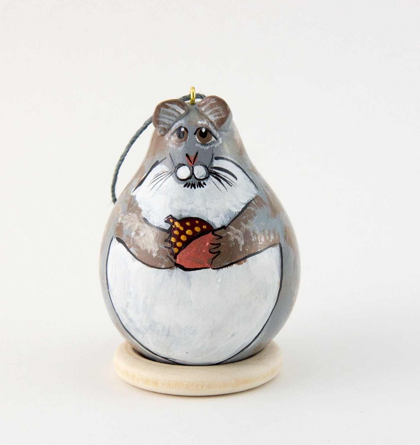 Squirrel Ornament, Tree Squirrel, Gray,  Gourd Ornament, Holiday Ornament, Squirrel Collector, Wildlife Ornament,  Christmas Ornament - Gourdaments