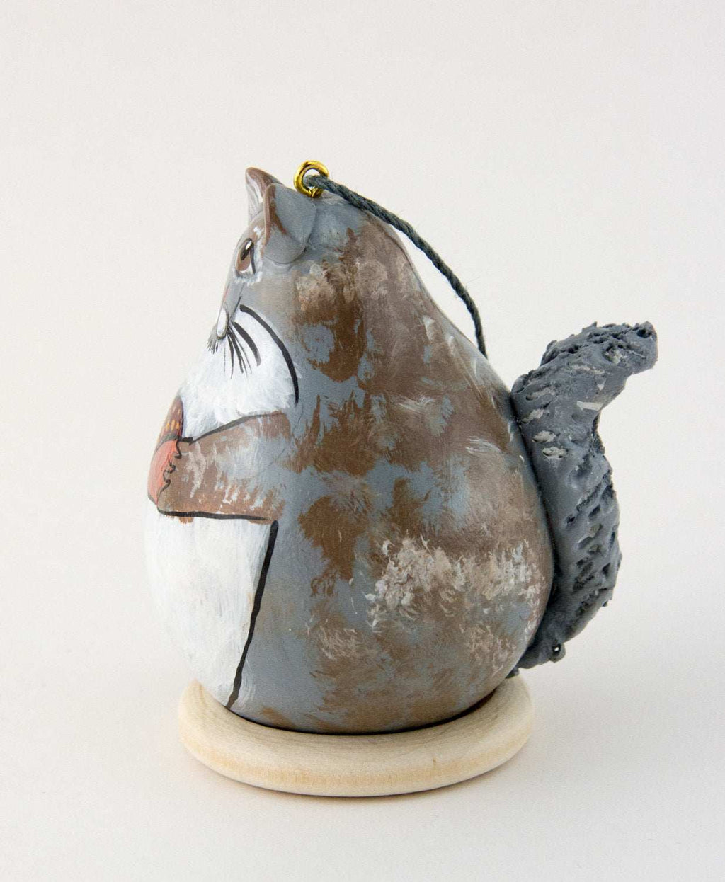 Squirrel Ornament, Tree Squirrel, Gray,  Gourd Ornament, Holiday Ornament, Squirrel Collector, Wildlife Ornament,  Christmas Ornament - Gourdaments