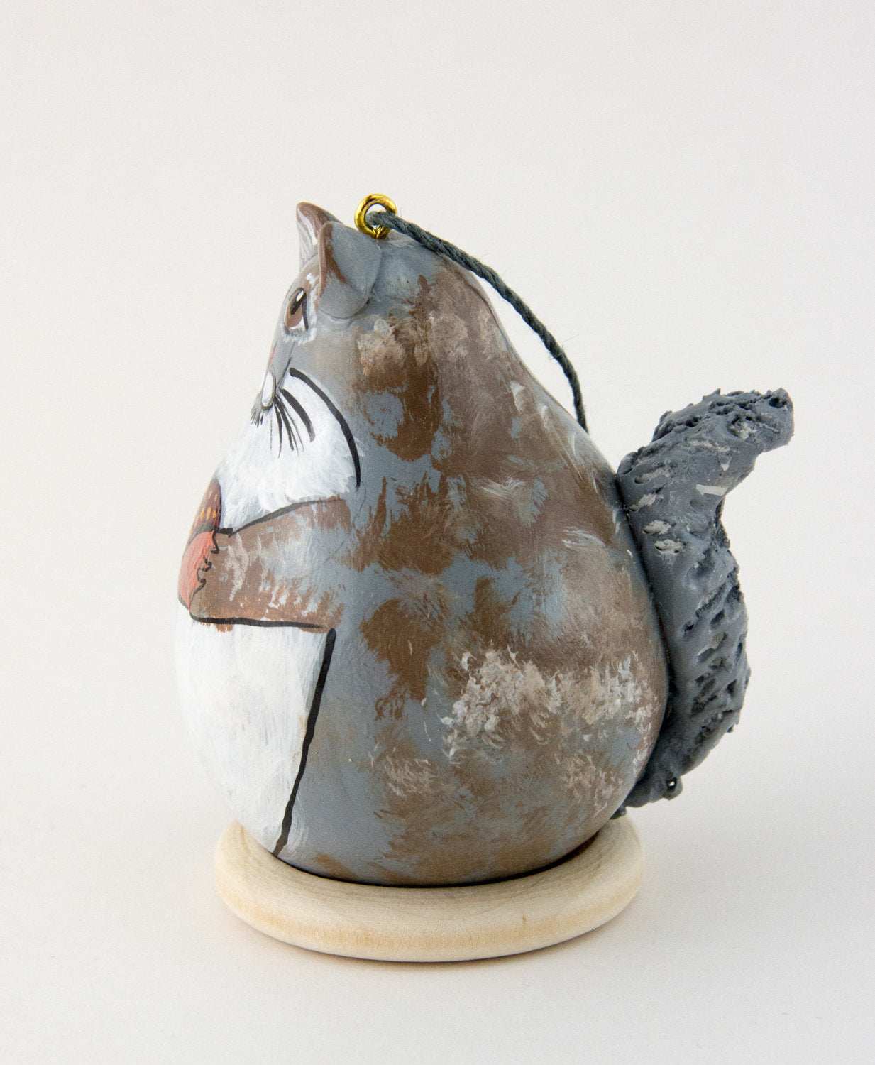 Squirrel Ornament, Tree Squirrel, Gray,  Gourd Ornament, Holiday Ornament, Squirrel Collector, Wildlife Ornament,  Christmas Ornament - Gourdaments