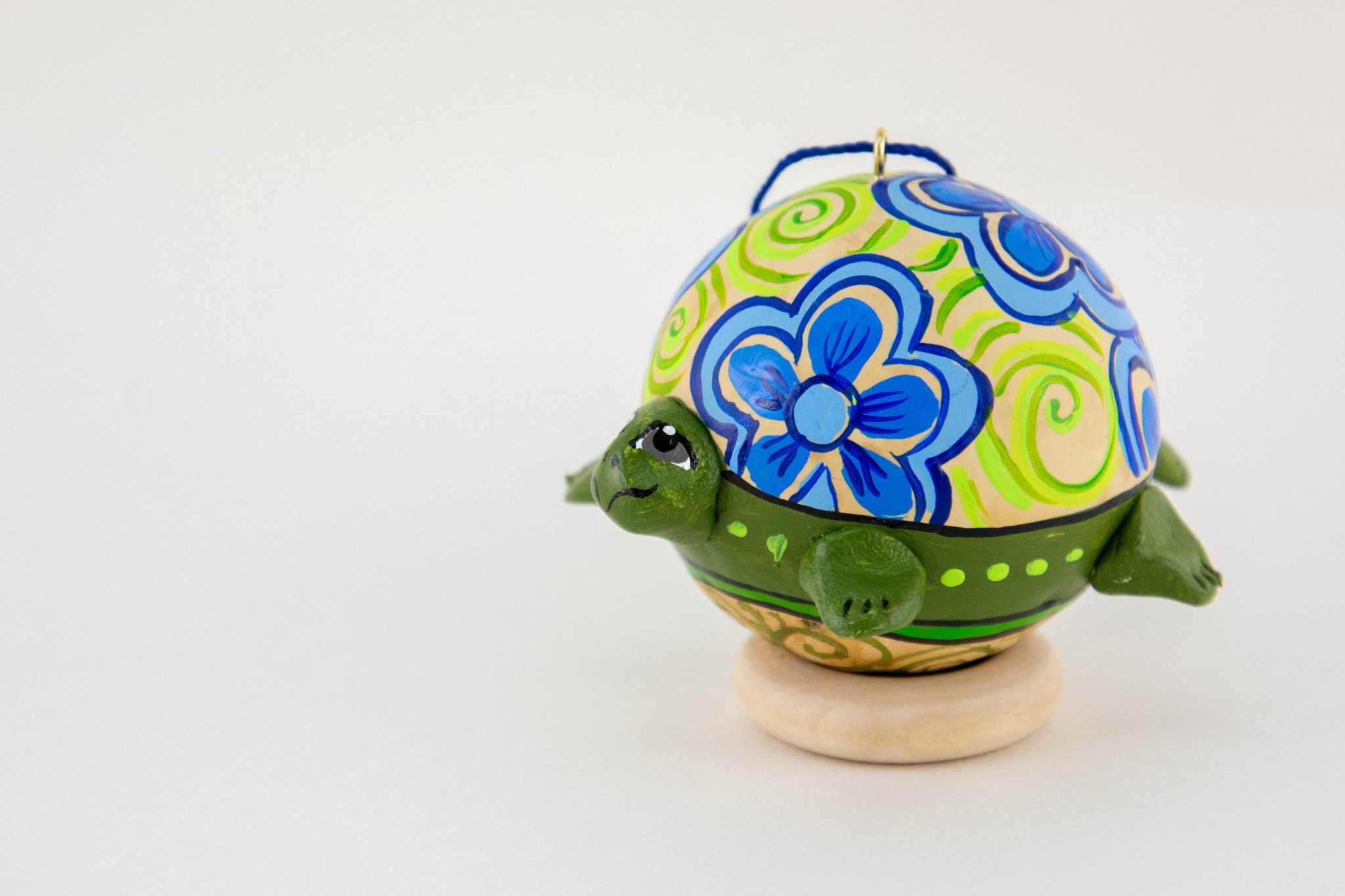 Turtle Ornament, Turtle Art - Painted Gourd Handmade Unique Gift