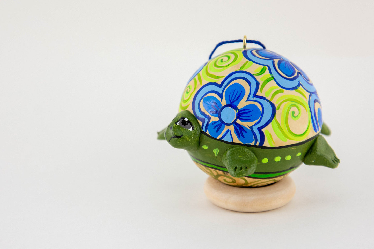 Turtle Ornament, Turtle Art, Painted Gourd, Ornament, OOAK, Unique gift, Turtle Love, Vintage Folk, Christmas Ornament - Gourdaments