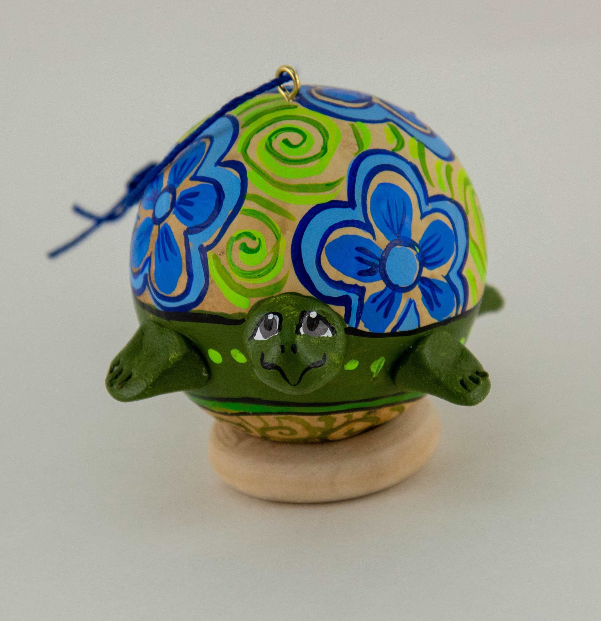 Turtle Ornament, Turtle Art - Painted Gourd Handmade Unique Gift