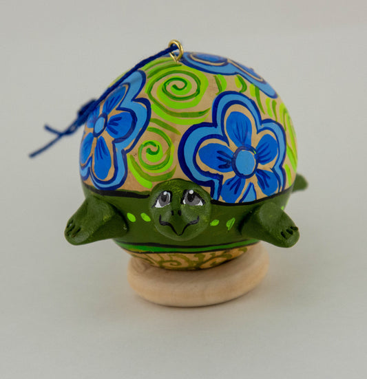 Turtle Ornament, Turtle Art, Painted Gourd, Ornament, OOAK, Unique gift, Turtle Love, Vintage Folk, Christmas Ornament - Gourdaments