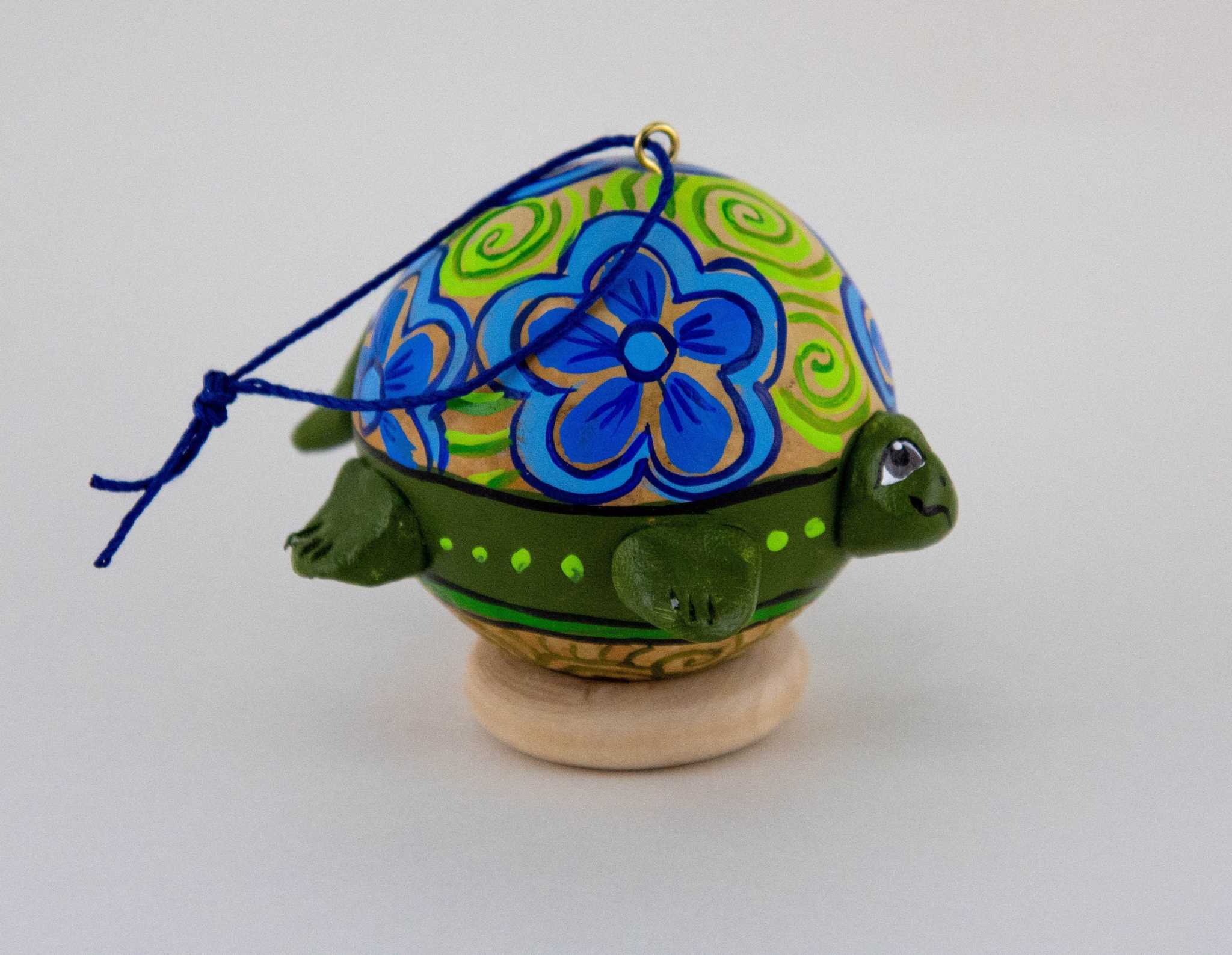 Turtle Ornament, Turtle Art - Painted Gourd Handmade Unique Gift