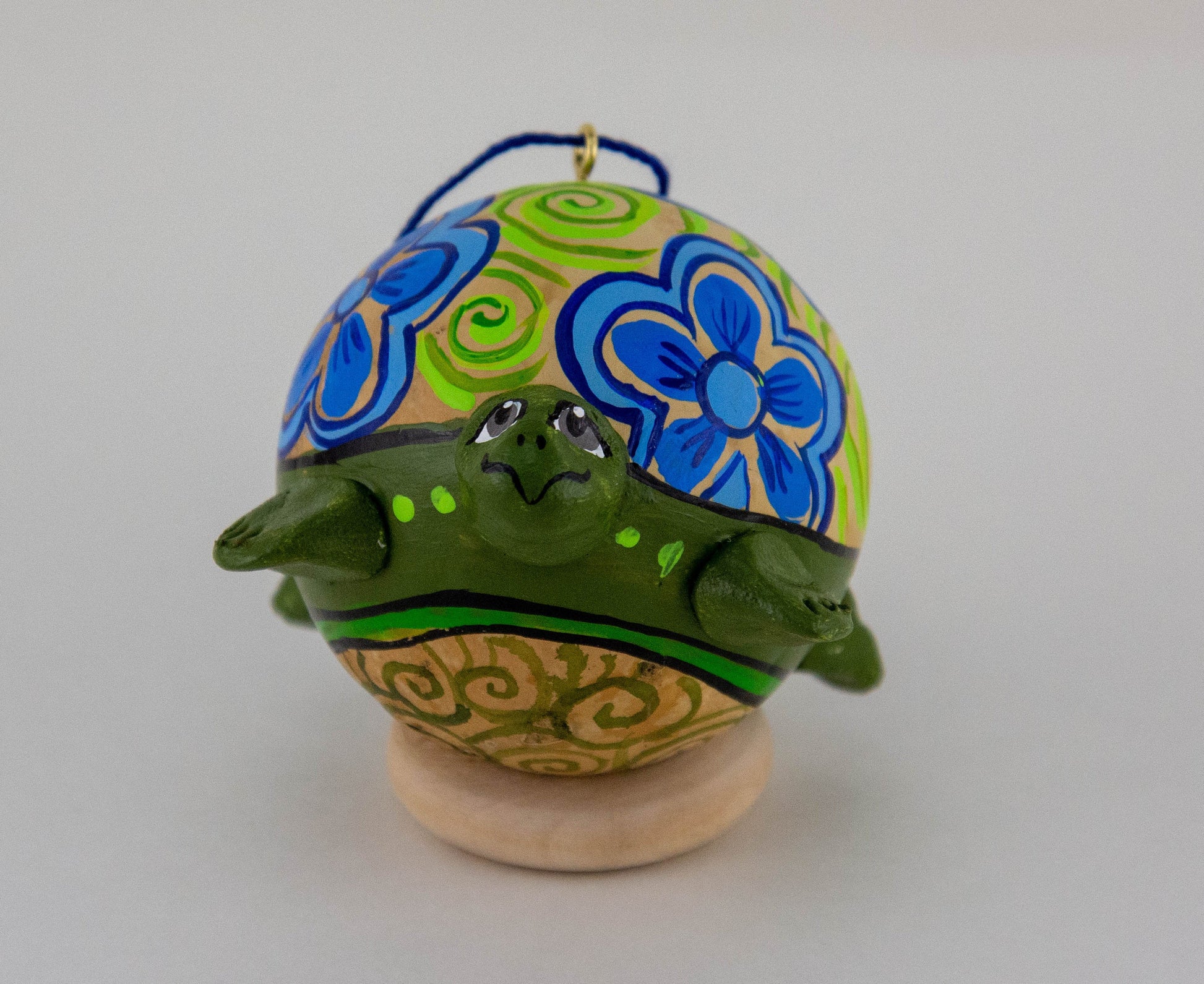 Turtle Ornament, Turtle Art - Painted Gourd Handmade Unique Gift