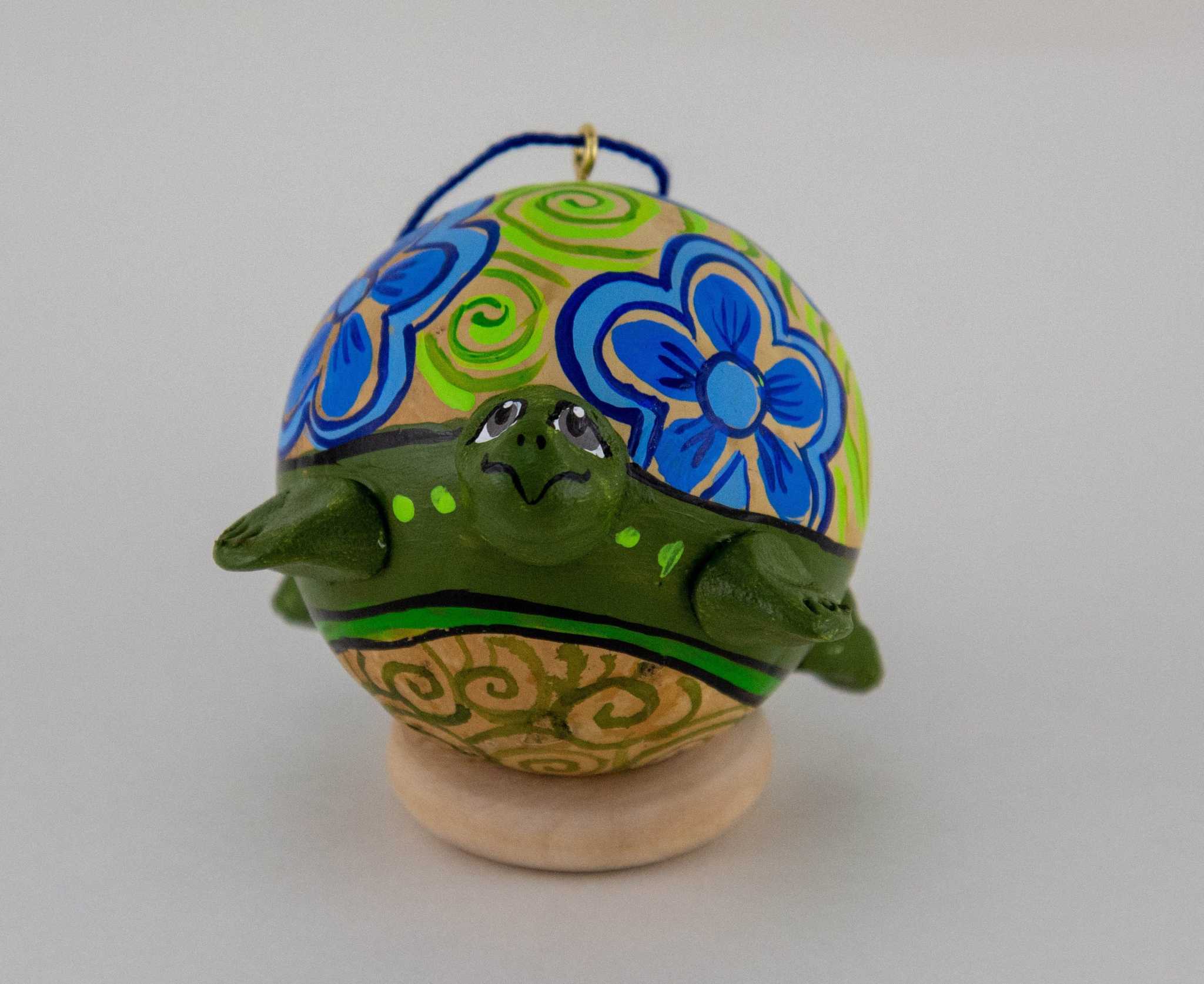 Turtle Ornament, Turtle Art - Painted Gourd Handmade Unique Gift