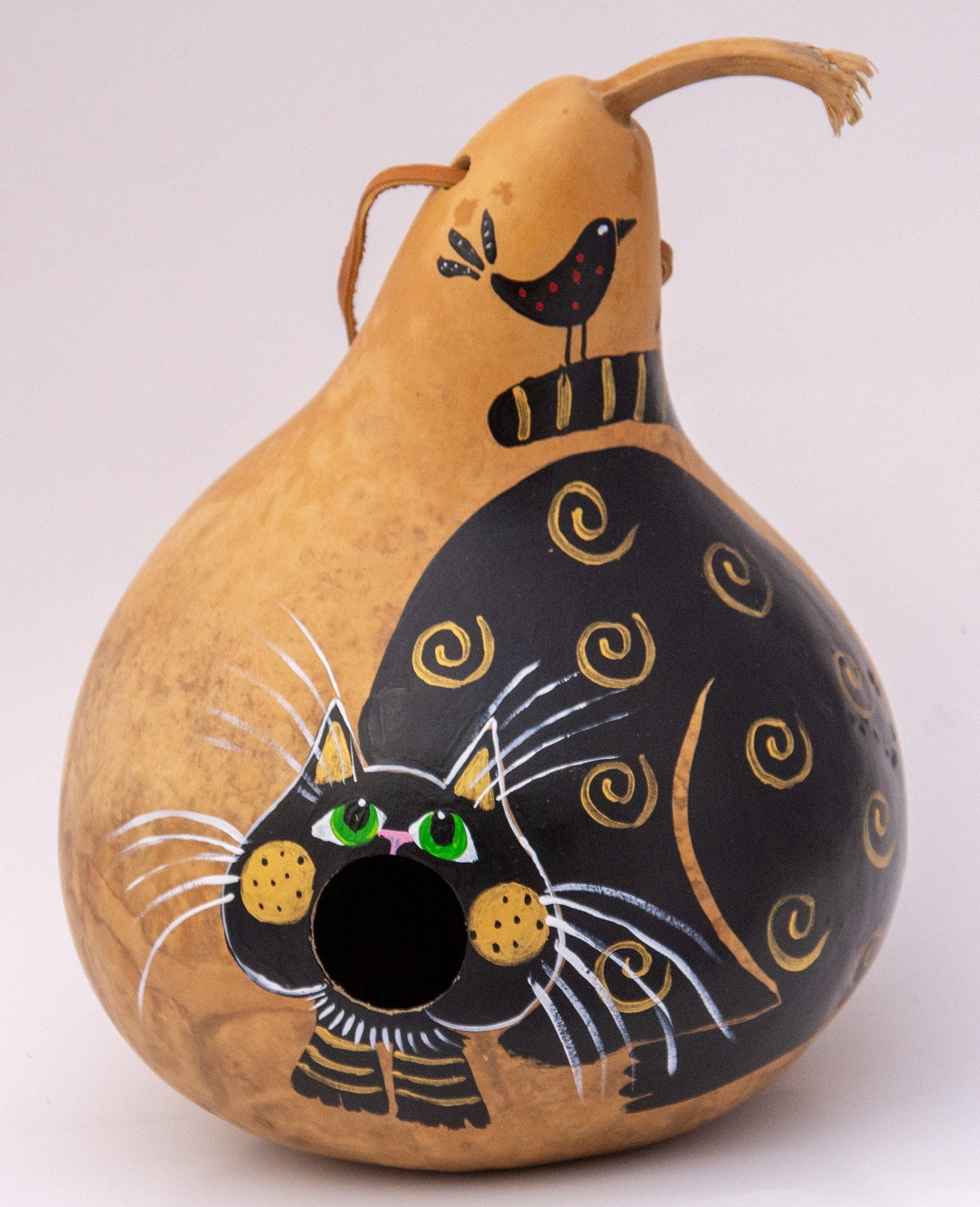 Gourd Birdhouse, Black Cat Home Decor, Outdoor Bird House, Birdwatcher, Handmade Birdhouse, Birding Gifts, Bird Nerd, Bird Watching