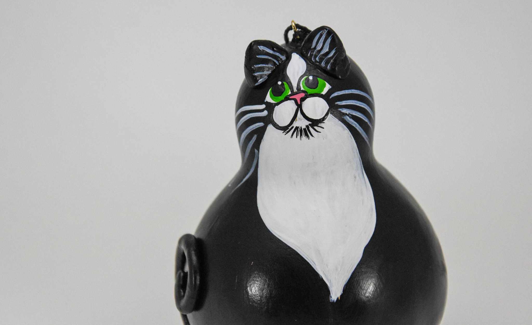 Tuxedo Cat Ornament - Gourdament - Gourd Ornament