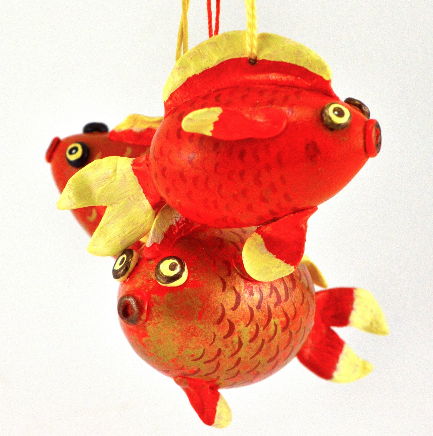Goldfish Gift, Gourd Art, Gourdament, Holiday Ornament, fishing gift, Painted Gourd, Fish art, Unique gift, - Gourdaments