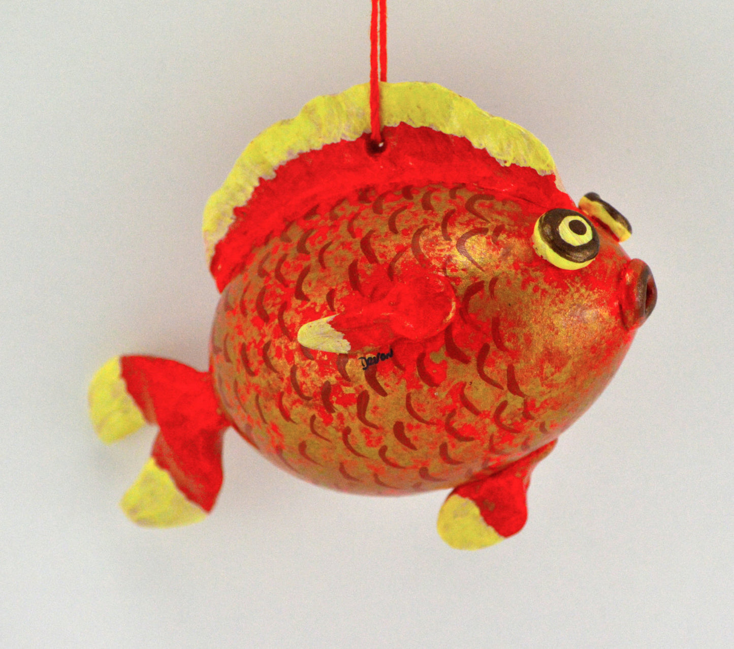 Goldfish Gift, Gourd Art, Gourdament, Holiday Ornament, fishing gift, Painted Gourd, Fish art, Unique gift, - Gourdaments