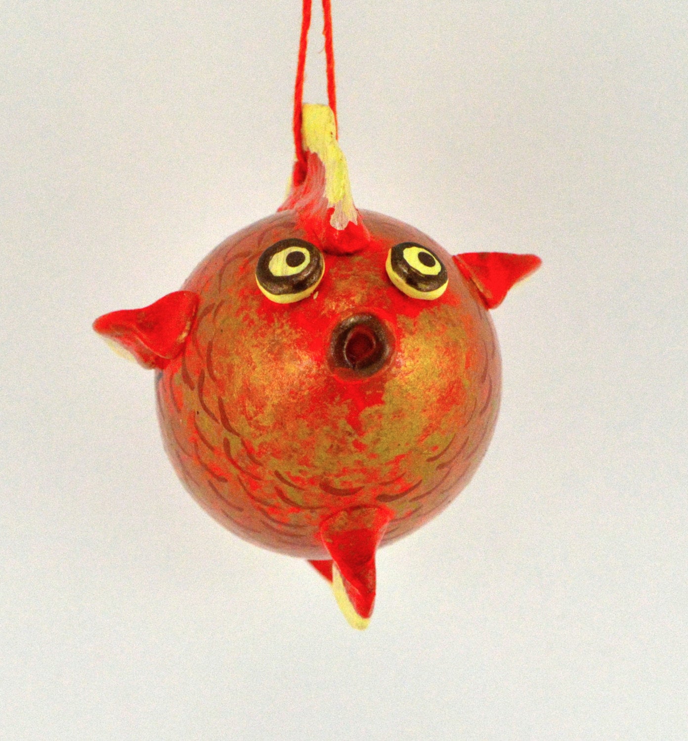 Goldfish Gift, Gourd Art, Gourdament, Holiday Ornament, fishing gift, Painted Gourd, Fish art, Unique gift, - Gourdaments